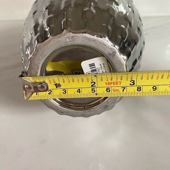 CB2 Geometric Silver Metallic Tall Vase Home Decor Accent - Picture 8 of 10